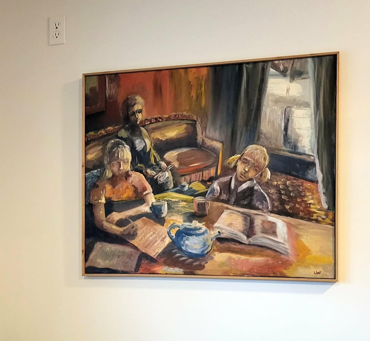 original painting by singerluciewalker advertising private painting workshops - whimsical women and paint yourself happy